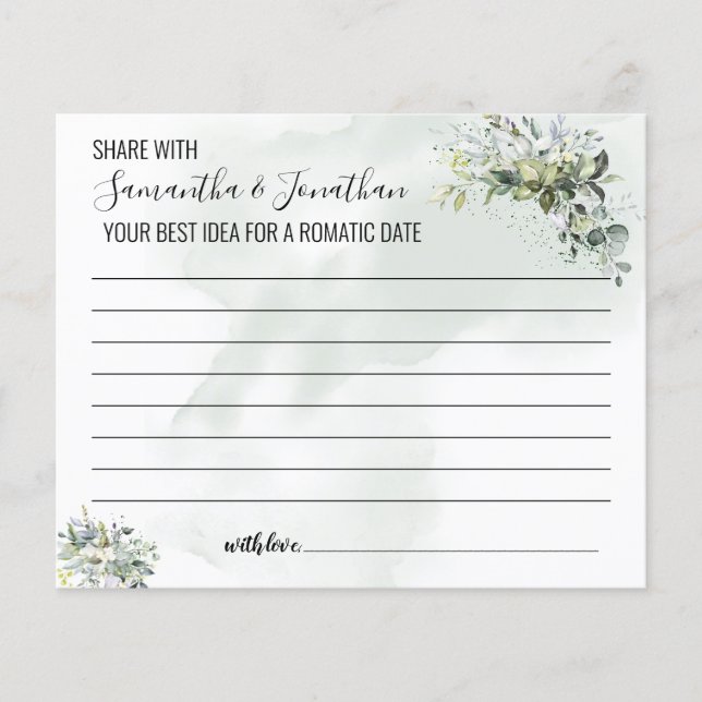 Eucalyptus Share date idea shower bilingual game (Front)