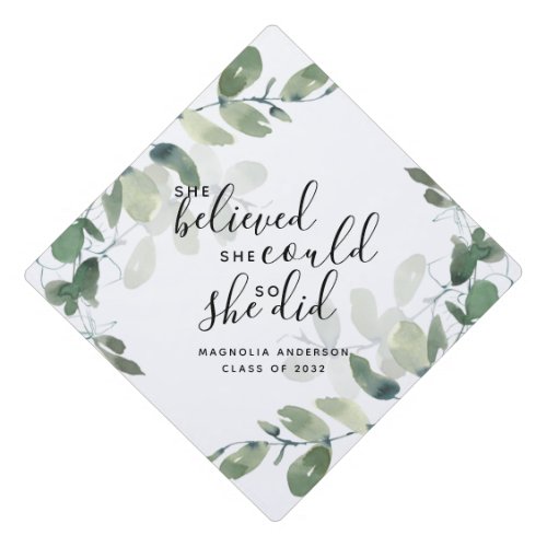 Eucalyptus She Believed She Could Name Graduation Cap Topper