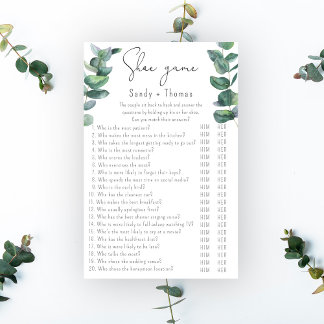 Eucalyptus - Shoe game bridal shower game
