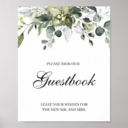 Eucalyptus Sign Our Guestbook Wedding Poster Sign