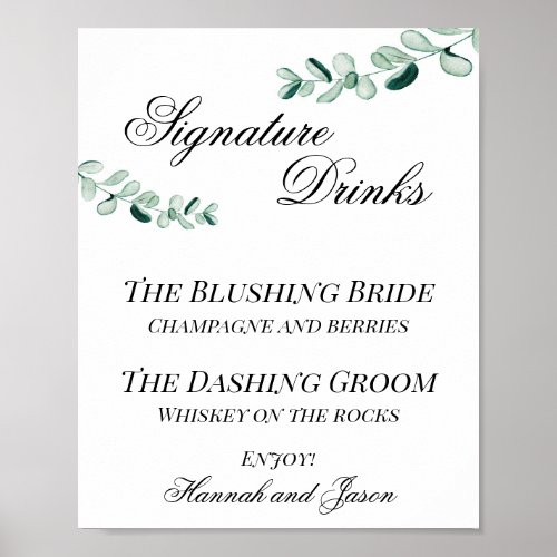 Eucalyptus Signature Drink Wedding Poster