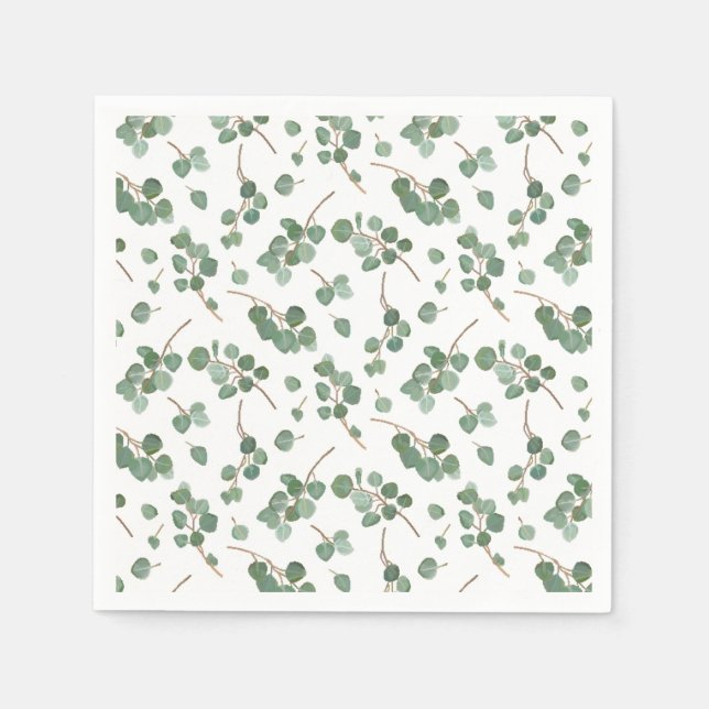 Eucalyptus Silver Dollar Tree Foliage Pattern Napkins (Front)