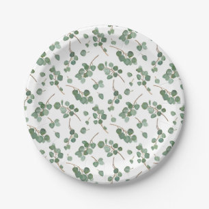 Eucalyptus Silver Dollar Tree Foliage Pattern Paper Plates