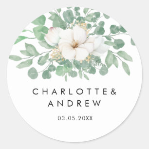 Eucalyptus simpel elegant classic round sticker