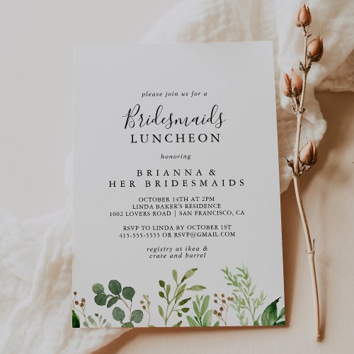Eucalyptus Simple Bridesmaids Luncheon Shower Invitation