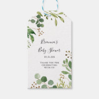 Eucalyptus Simple Brown floral Baby Shower Gift Tags