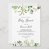 Eucalyptus Simple Brown Floral Baby Shower Invitation (Front)