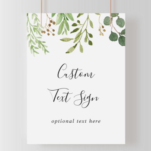 Eucalyptus Simple Brown Floral Custom Text Sign