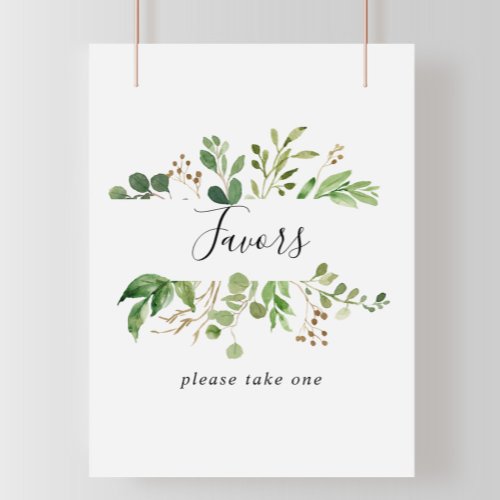 Eucalyptus Simple Brown Floral Favors Sign