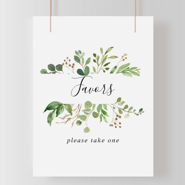 Eucalyptus Simple Brown Floral Favors Sign (Creator Uploaded)