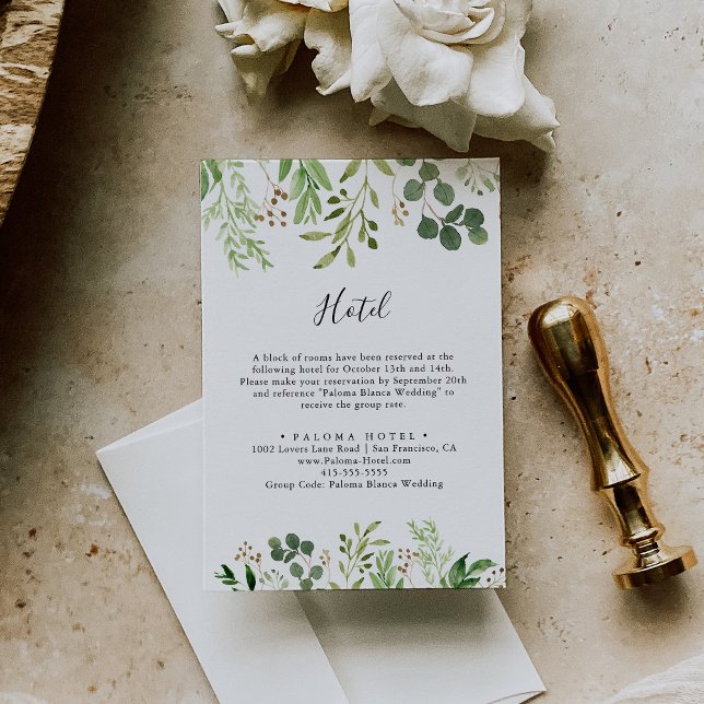 Eucalyptus Simple Brown Floral Hotel Enclosure Card (Creator Uploaded)