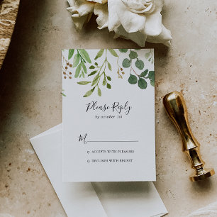 Eucalyptus Simple Brown Floral RSVP Card