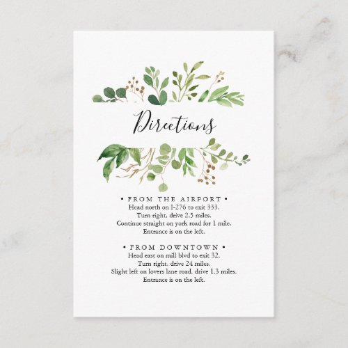 Eucalyptus Simple Brown Floral Wedding Directions Enclosure Card