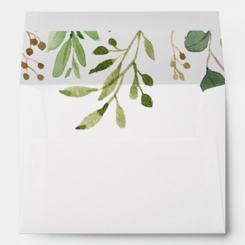 Eucalyptus Simple Brown Floral Wedding Invitation Envelope