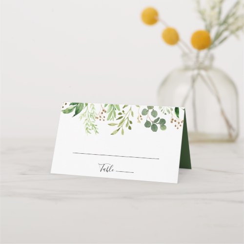 Eucalyptus Simple Brown Floral Wedding Place Card
