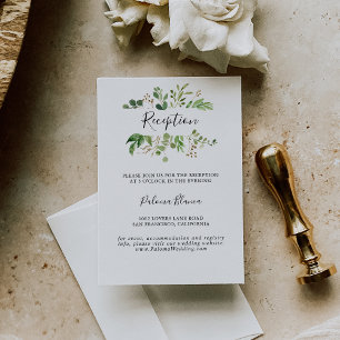 Eucalyptus Simple Brown Floral Wedding Reception Enclosure Card