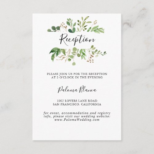 Eucalyptus Simple Brown Floral Wedding Reception Enclosure Card