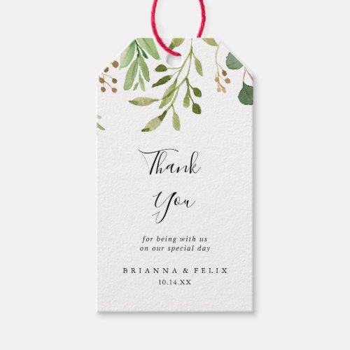 Eucalyptus Simple Brown Floral Wedding Thank You Gift Tags