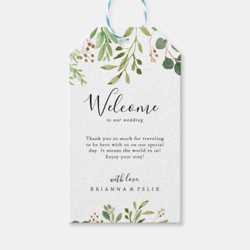 Eucalyptus Simple Brown Floral Wedding Welcome Gift Tags