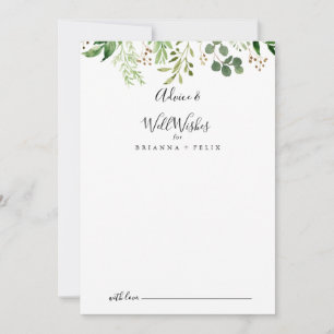 Eucalyptus Simple Brown Floral Wedding Well Wishes Advice Card