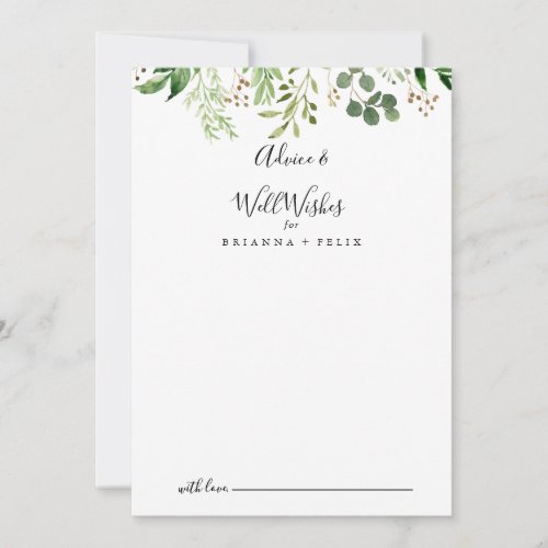 Eucalyptus Simple Brown Floral Wedding Well Wishes Advice Card