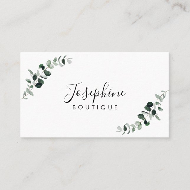 Eucalyptus Simple Elegant Jewelry Designer Business Card (Front)