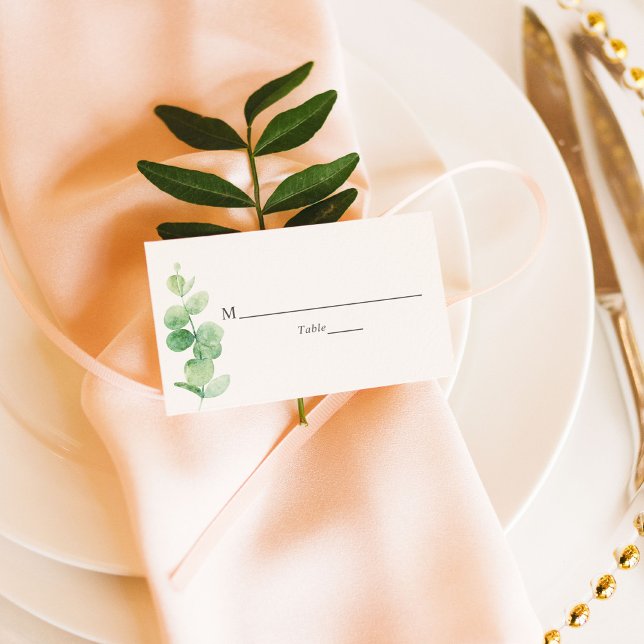 eucalyptus simple elegant sage green wedding chic place card (Creator Uploaded)