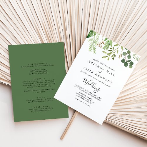 Eucalyptus Simple Floral Front  Back Wedding Invitation