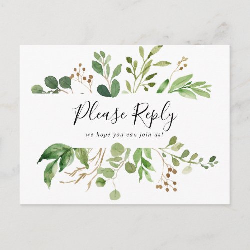 Eucalyptus Simple Floral Menu Choice RSVP Postcard