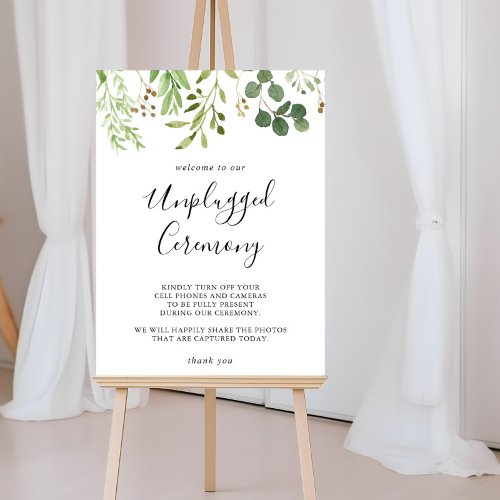 Eucalyptus Simple Floral Unplugged Ceremony Sign