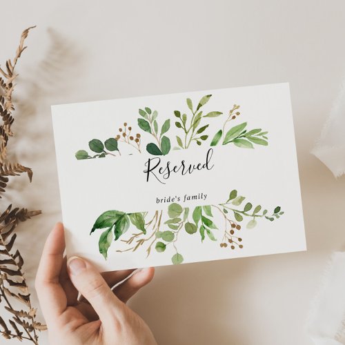 Eucalyptus Simple Floral Wedding Reserved Sign