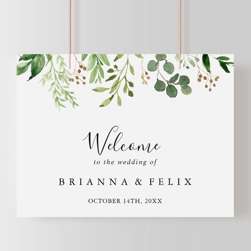 Eucalyptus Simple Floral Wedding Welcome Sign