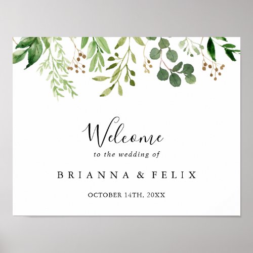 Eucalyptus Simple Floral Wedding Welcome Sign