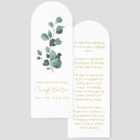 Eucalyptus | Simple Funeral Memorial Bookmark