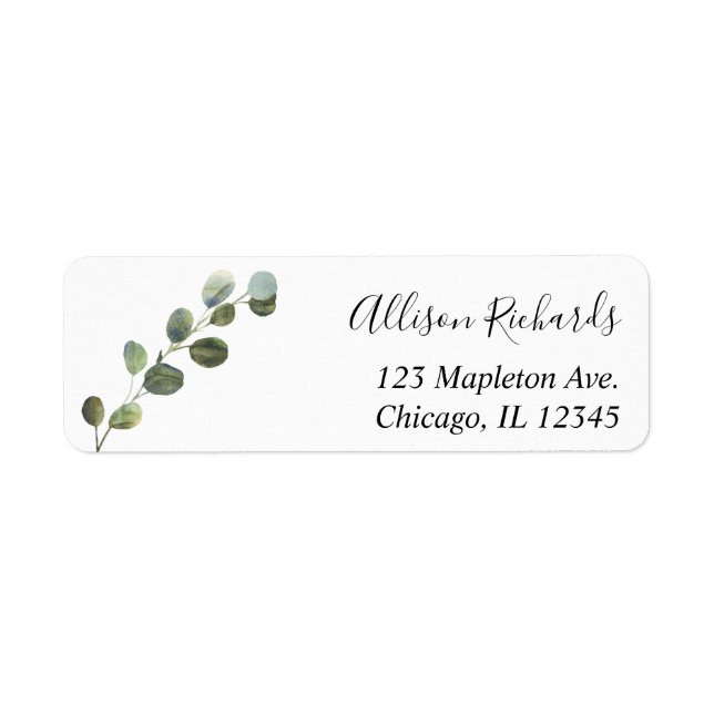 Eucalyptus simple modern greenery label (Front)