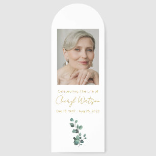 Eucalyptus Simple Photo Funeral Bookmark