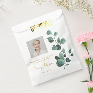 Eucalyptus Simple Photo Funeral Seed Favor Bag