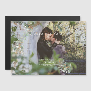 Eucalyptus Simple Photo Save the Date Flexible Mag Magnetic Invitation