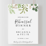 Eucalyptus Simple Rehearsal Dinner Welcome Sign<br><div class="desc">This eucalyptus simple rehearsal dinner welcome sign is perfect for a modern wedding rehearsal. The design features artistically hand-painted beautiful eucalyptus green leaves arranged into geometric shapes,  inspiring natural beauty.</div>