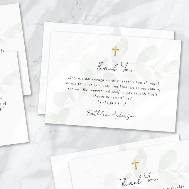 Eucalyptus Simple Script Funeral  Thank You Card (Creator Uploaded)