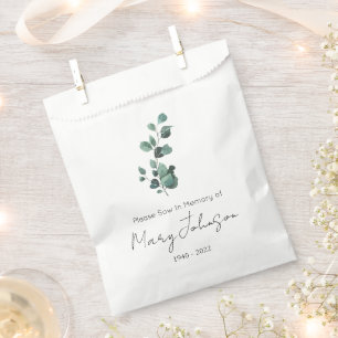 Eucalyptus   Simple Seed packet Funeral  Favor Bag