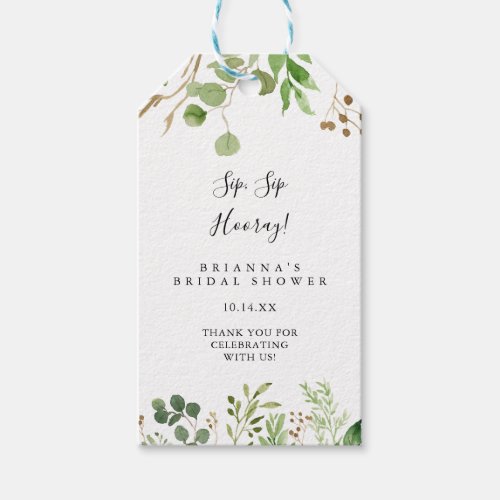 Eucalyptus Simple Sip Sip Hooray Bridal Shower Gift Tags