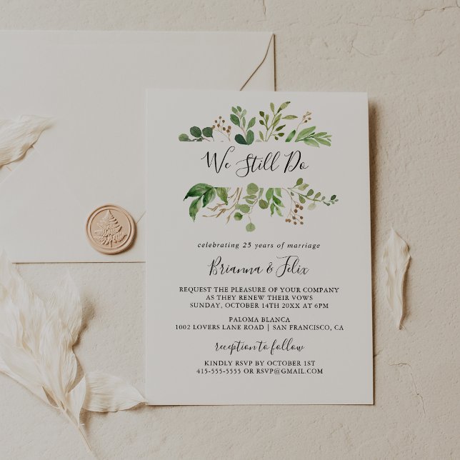 Eucalyptus Simple We Still Do Vow Renewal Invitation (Creator Uploaded)