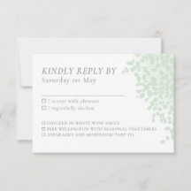 Eucalyptus simple wedding menu choices rsvp card