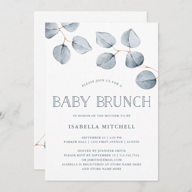 Eucalyptus Simplicity | Baby Brunch Invitation (Front/Back)