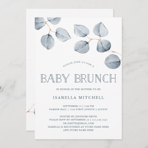 Eucalyptus Simplicity  Baby Brunch Invitation