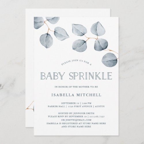 Eucalyptus Simplicity  Baby Sprinkle Invitation