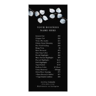Eucalyptus Simplicity Black Price List Service Rack Card
