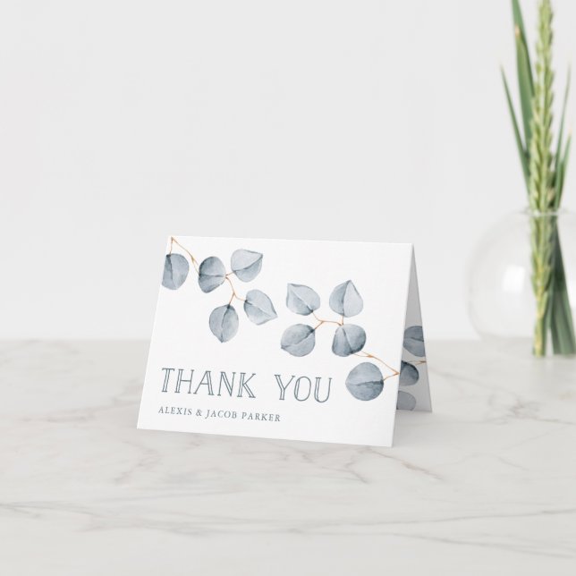 Eucalyptus Simplicity | Wedding Letterpress Thank You Card (Front)