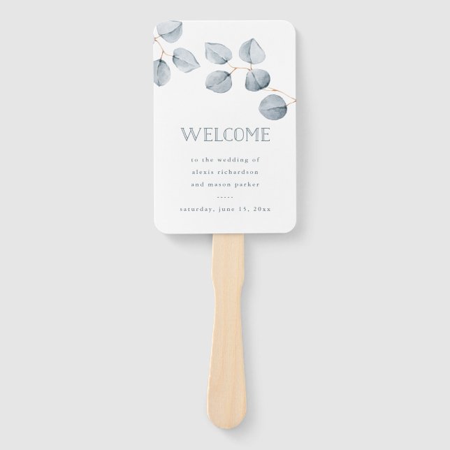 Eucalyptus Simplicity | Wedding Welcome Hand Fan (Front)